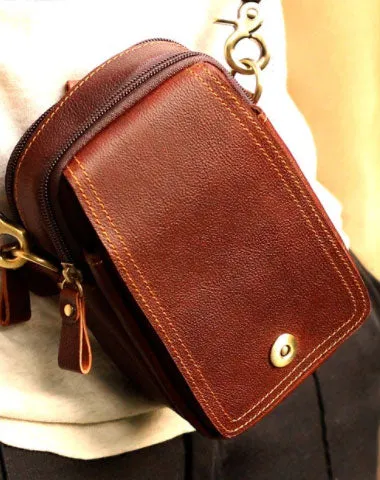 Leather Mens Small Belt Pouch Waist Bag Hip Pack Belt Bag for Men