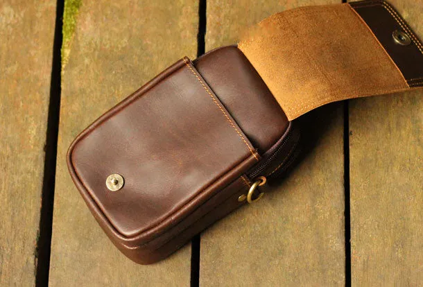 Leather Mens Small Belt Pouch Waist Bag Hip Pack Belt Bag for Men
