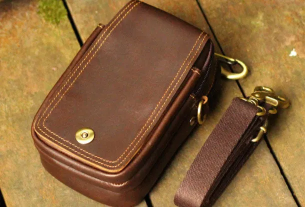 Leather Mens Small Belt Pouch Waist Bag Hip Pack Belt Bag for Men