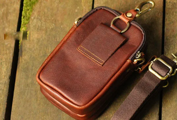 Leather Mens Small Belt Pouch Waist Bag Hip Pack Belt Bag for Men