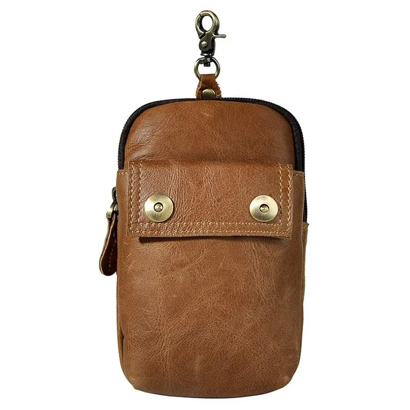 Leather Mens WAIST POUCH with Belt Loop Cell Phone Holster Belt Pouch for Men
