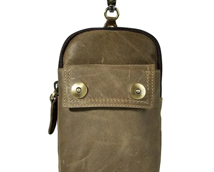 Leather Mens WAIST POUCH with Belt Loop Cell Phone Holster Belt Pouch for Men