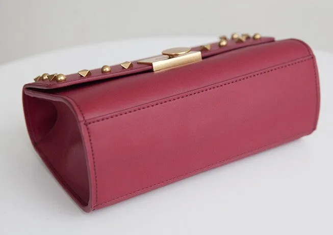 Leather Stylish Womens Rivet Handbag Work Purse Chain Shoulder Bag for Women