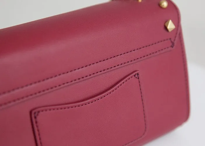 Leather Stylish Womens Rivet Handbag Work Purse Chain Shoulder Bag for Women
