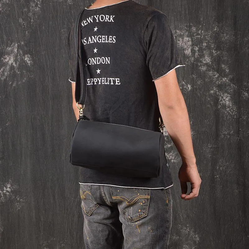 Light Brown Leather Mens Barrel Shoulder Bag Side Bag Messenger Bag For Men