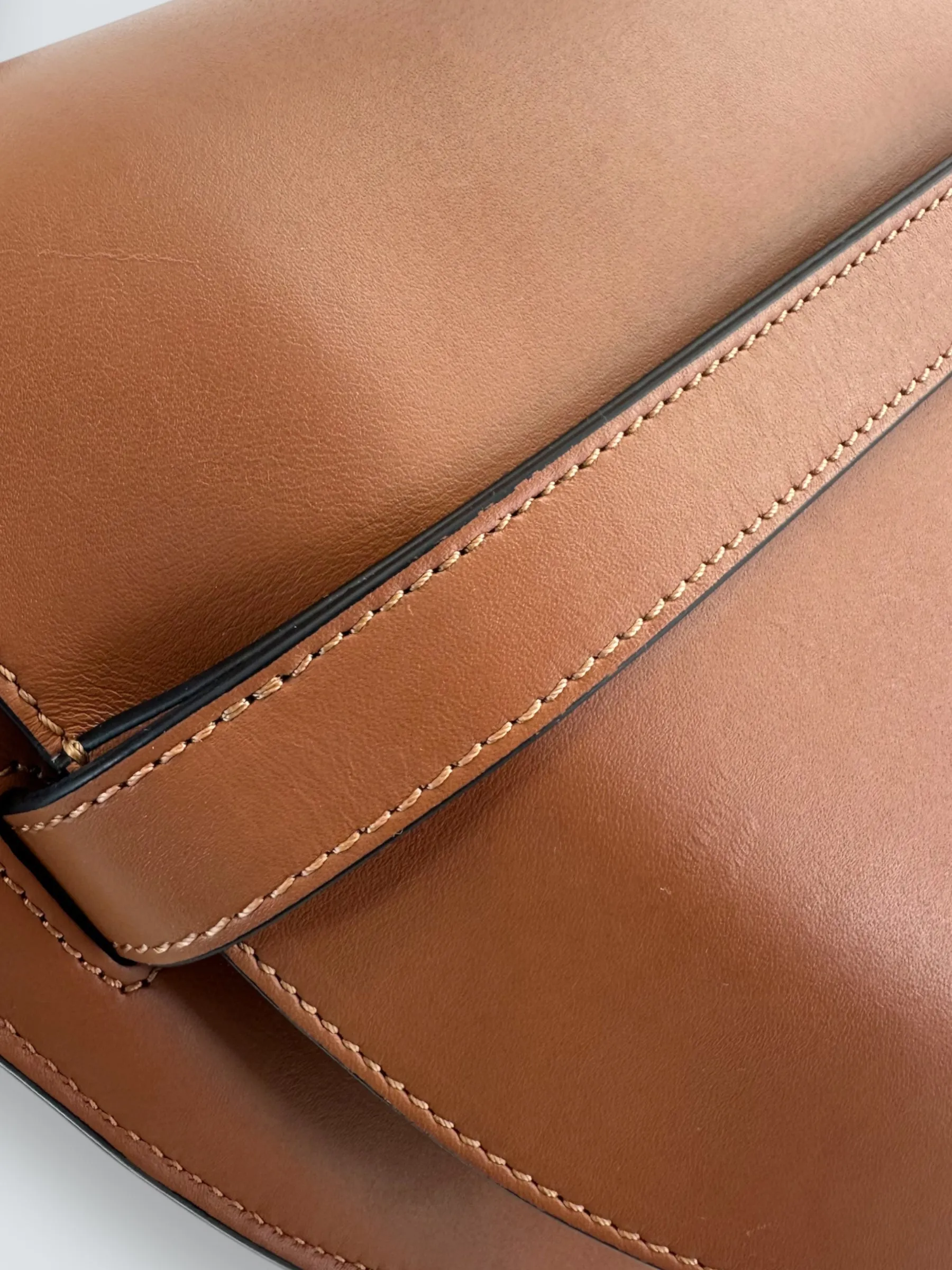 Loewe Small Tan Calfskin Leather Gate Dual Shoulder Bag