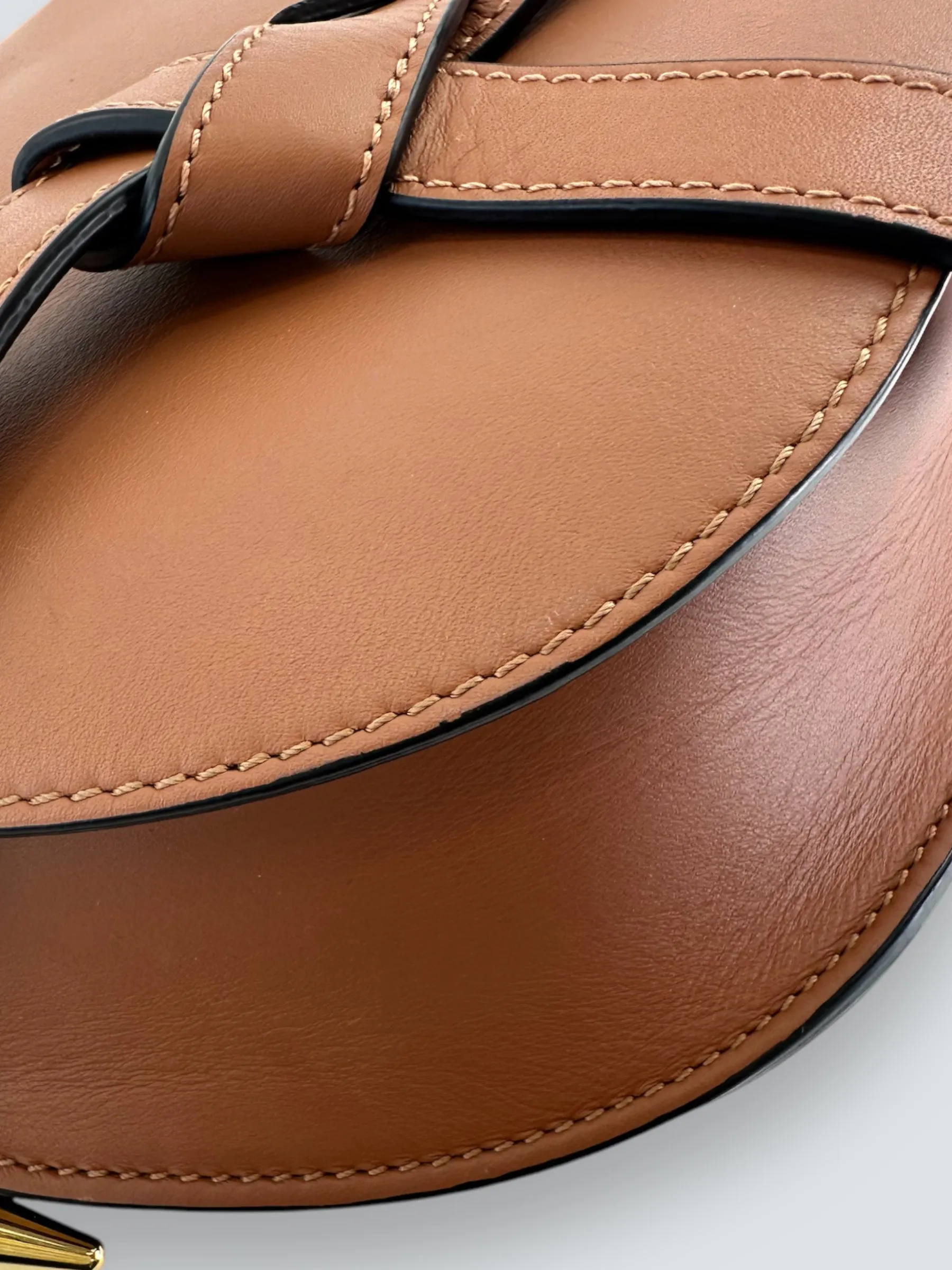 Loewe Small Tan Calfskin Leather Gate Dual Shoulder Bag