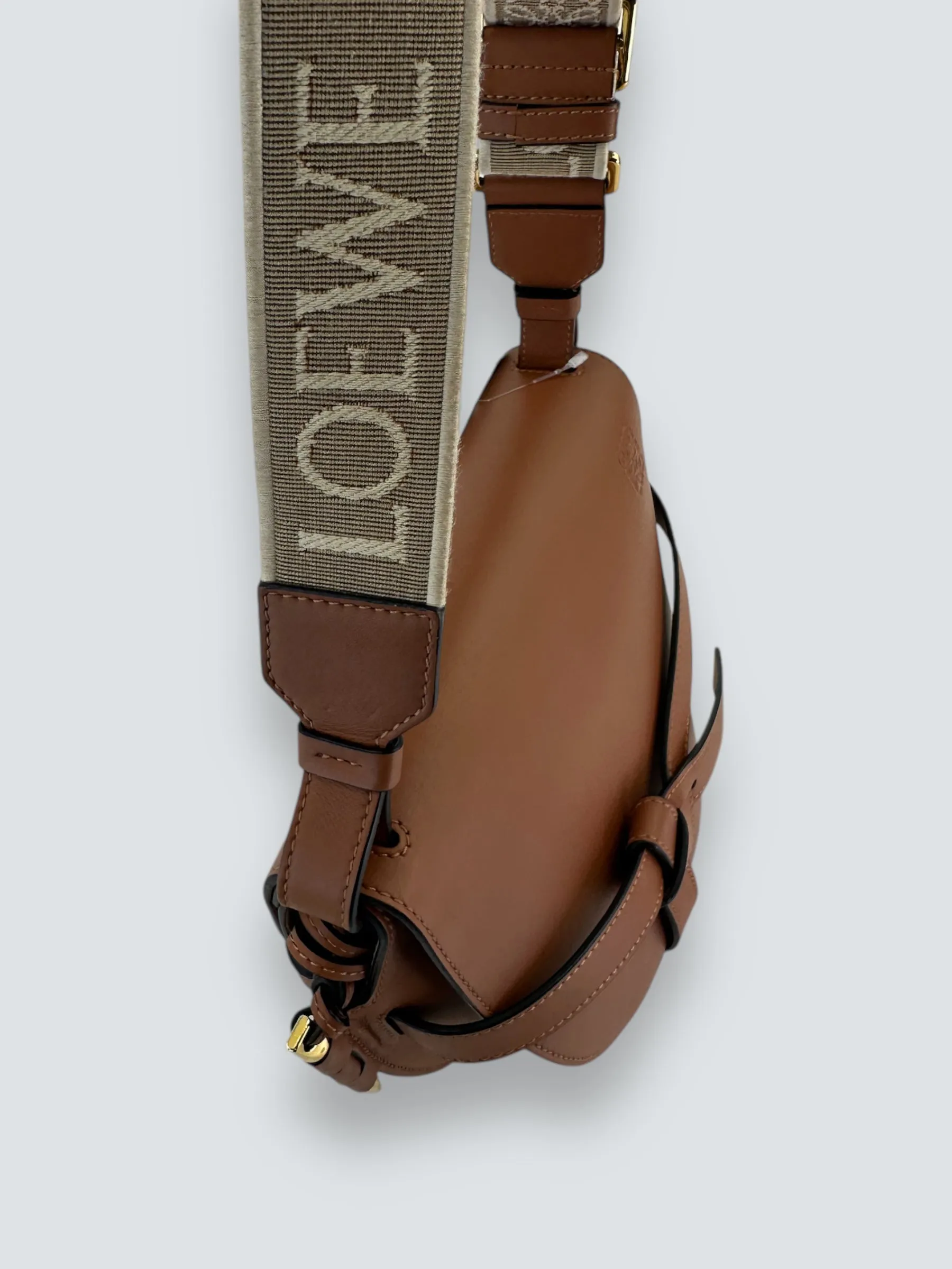 Loewe Small Tan Calfskin Leather Gate Dual Shoulder Bag