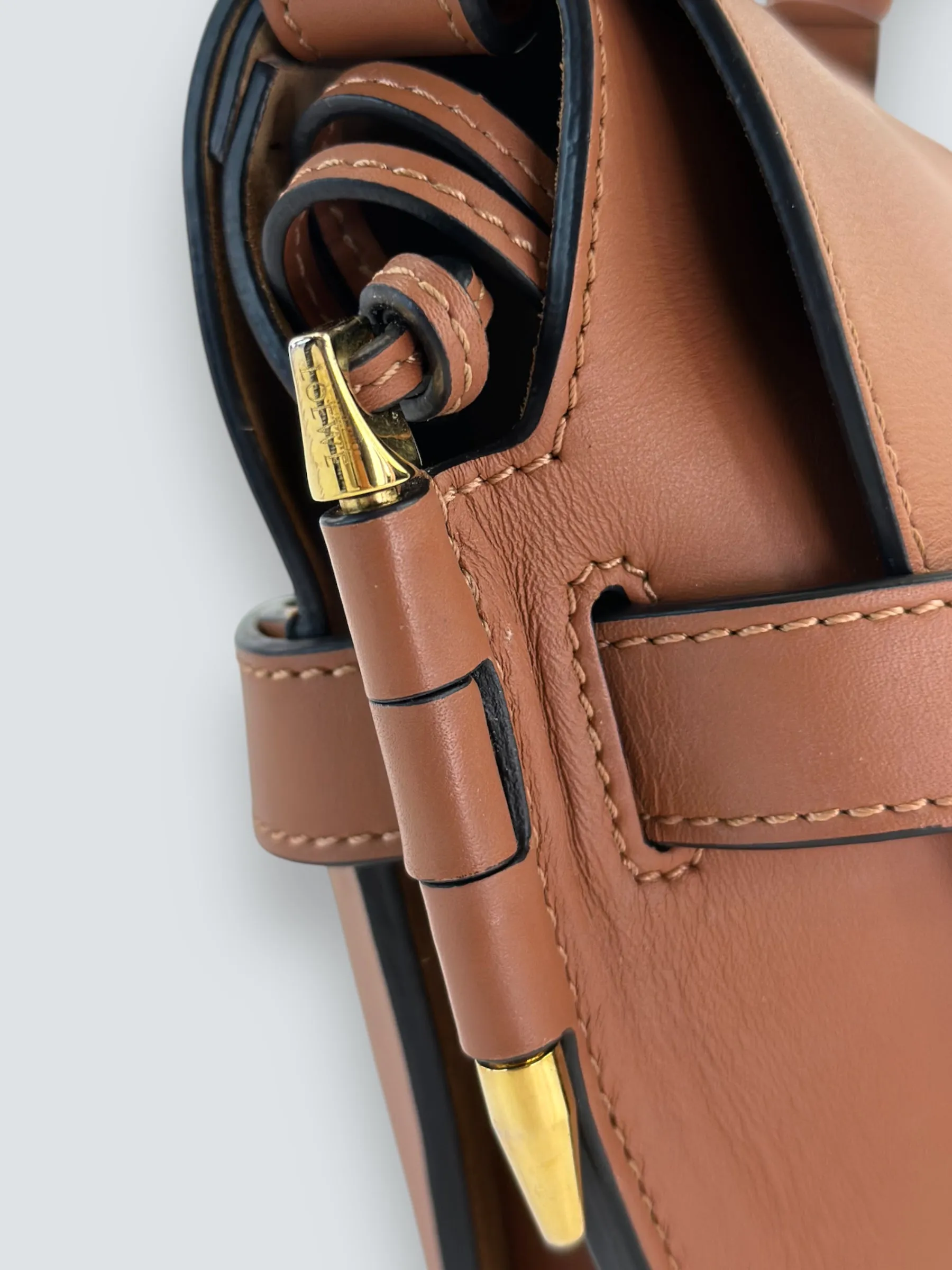 Loewe Small Tan Calfskin Leather Gate Dual Shoulder Bag