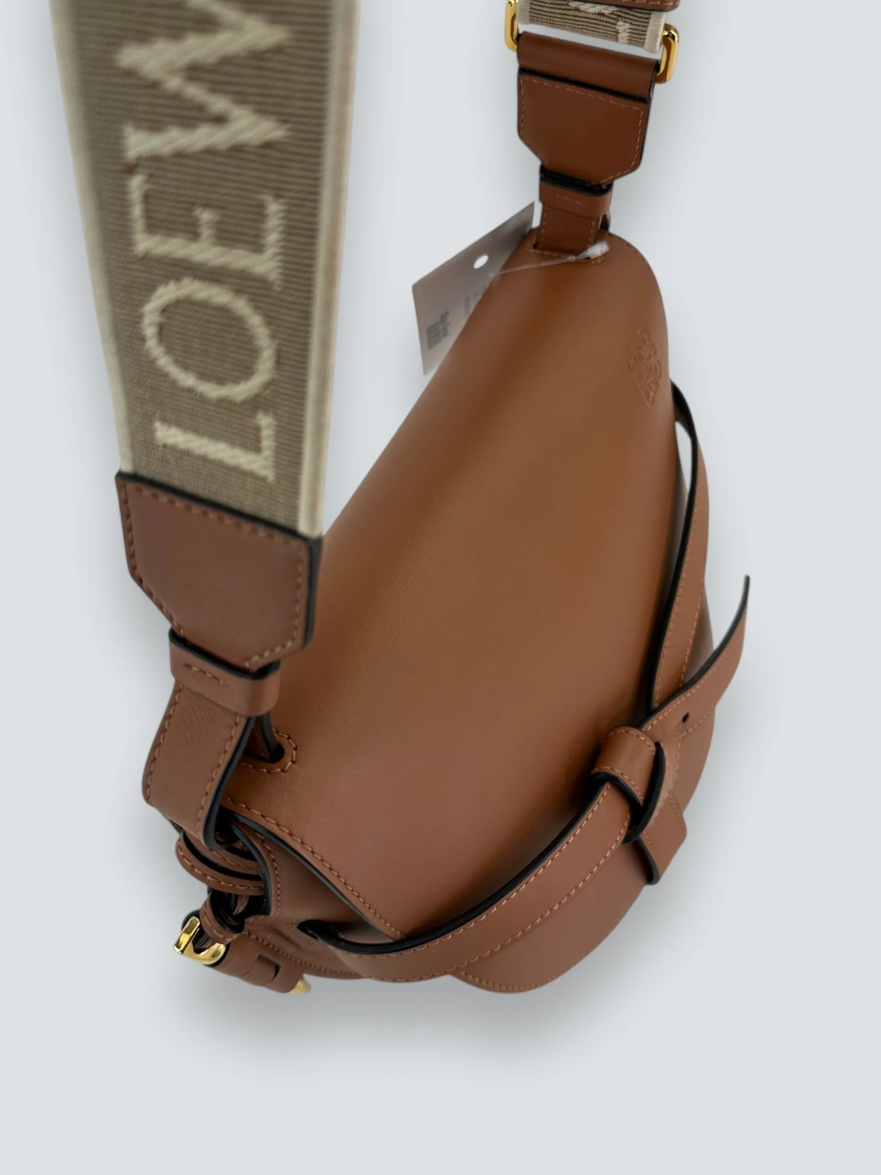 Loewe Small Tan Calfskin Leather Gate Dual Shoulder Bag