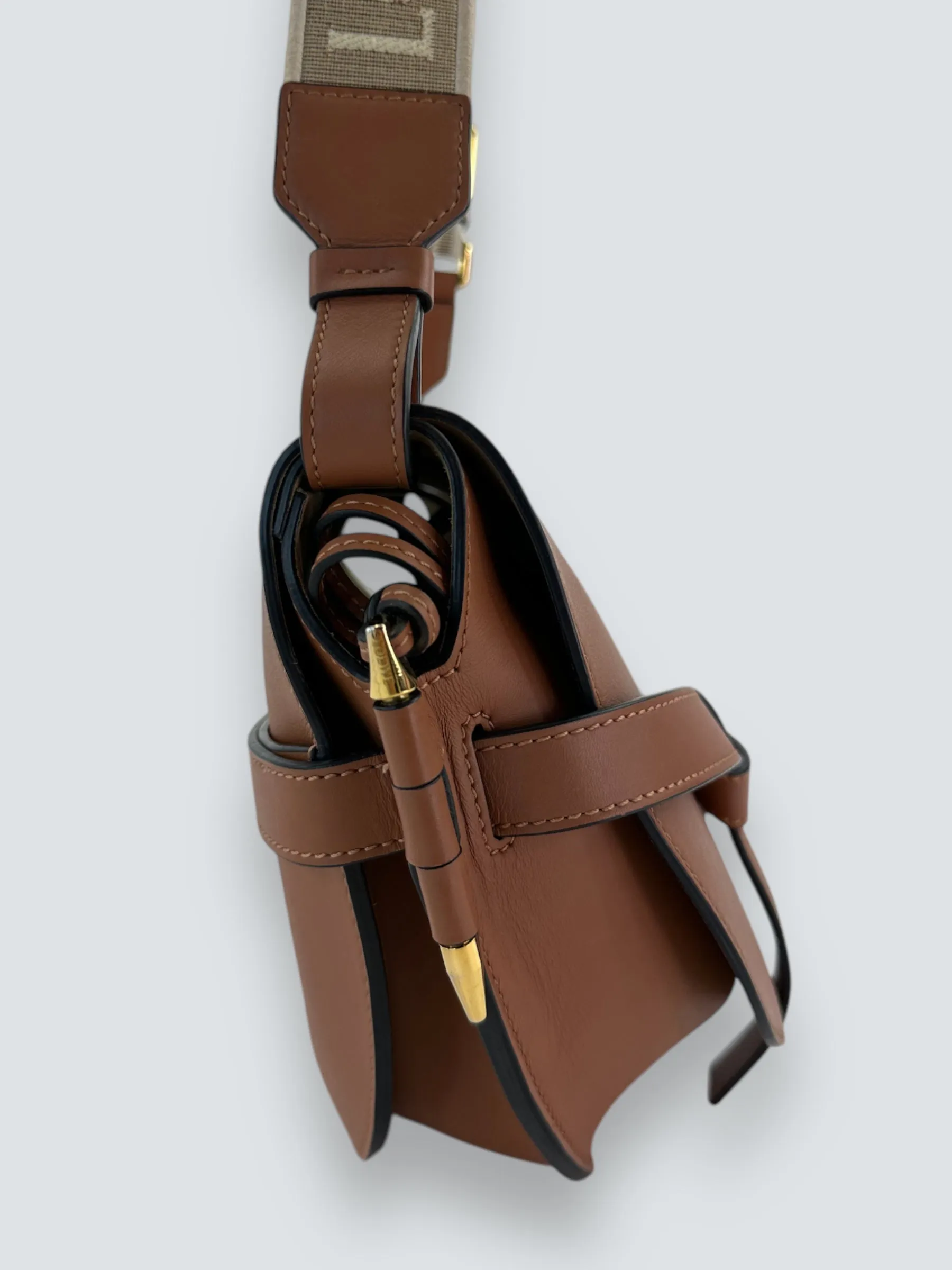 Loewe Small Tan Calfskin Leather Gate Dual Shoulder Bag