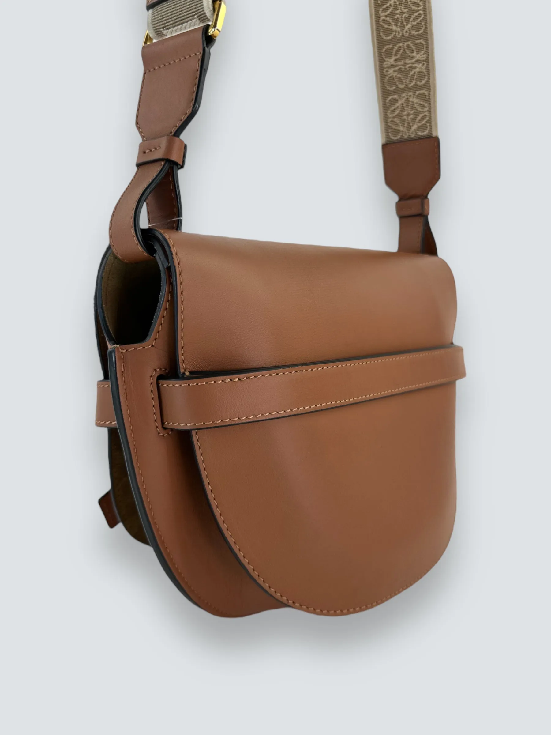 Loewe Small Tan Calfskin Leather Gate Dual Shoulder Bag