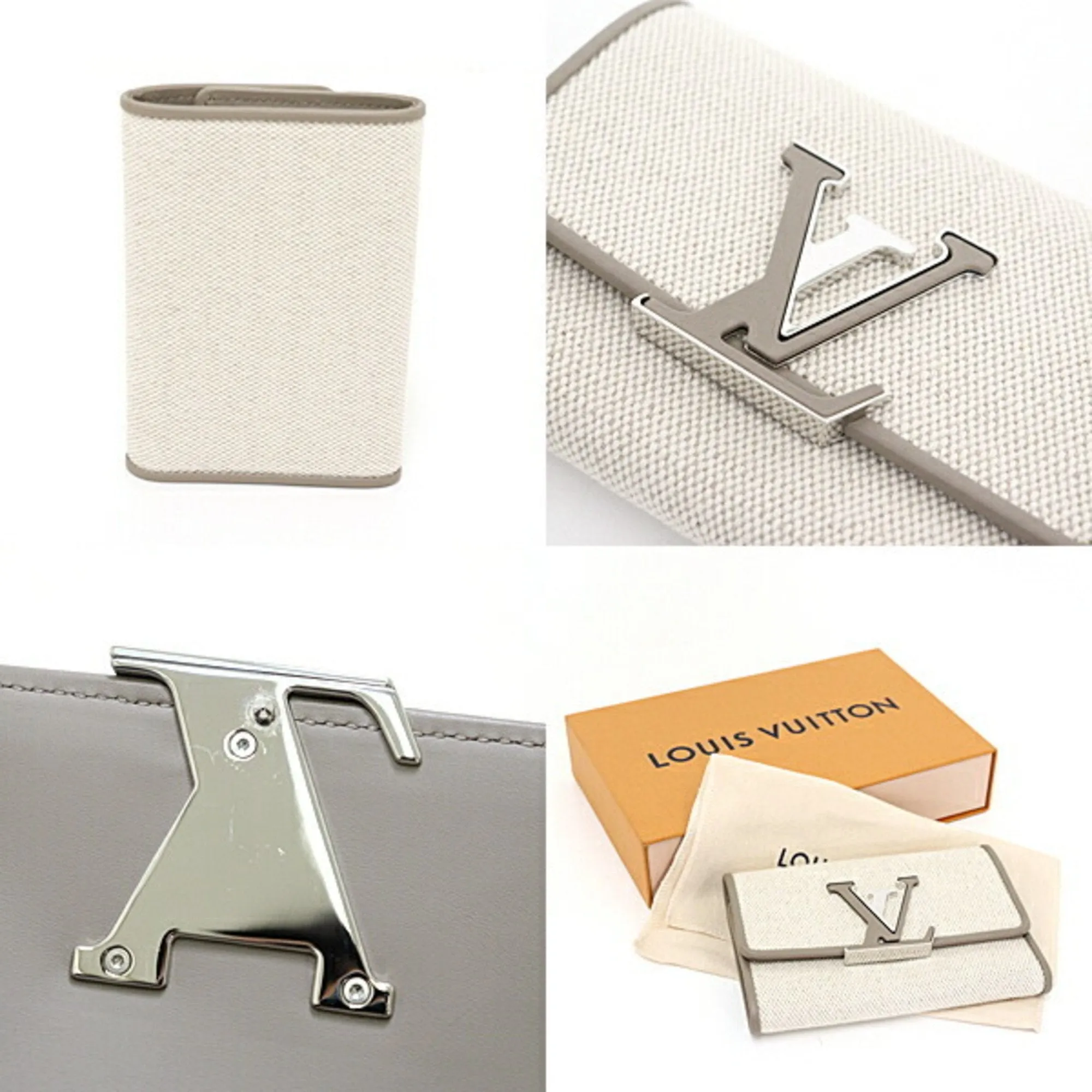 Louis Vuitton Cotton Canvas Leather Wallet (Tri-Fold) (Pre-Owned)