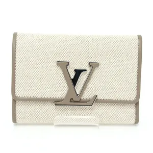Louis Vuitton Cotton Canvas Leather Wallet (Tri-Fold) (Pre-Owned)
