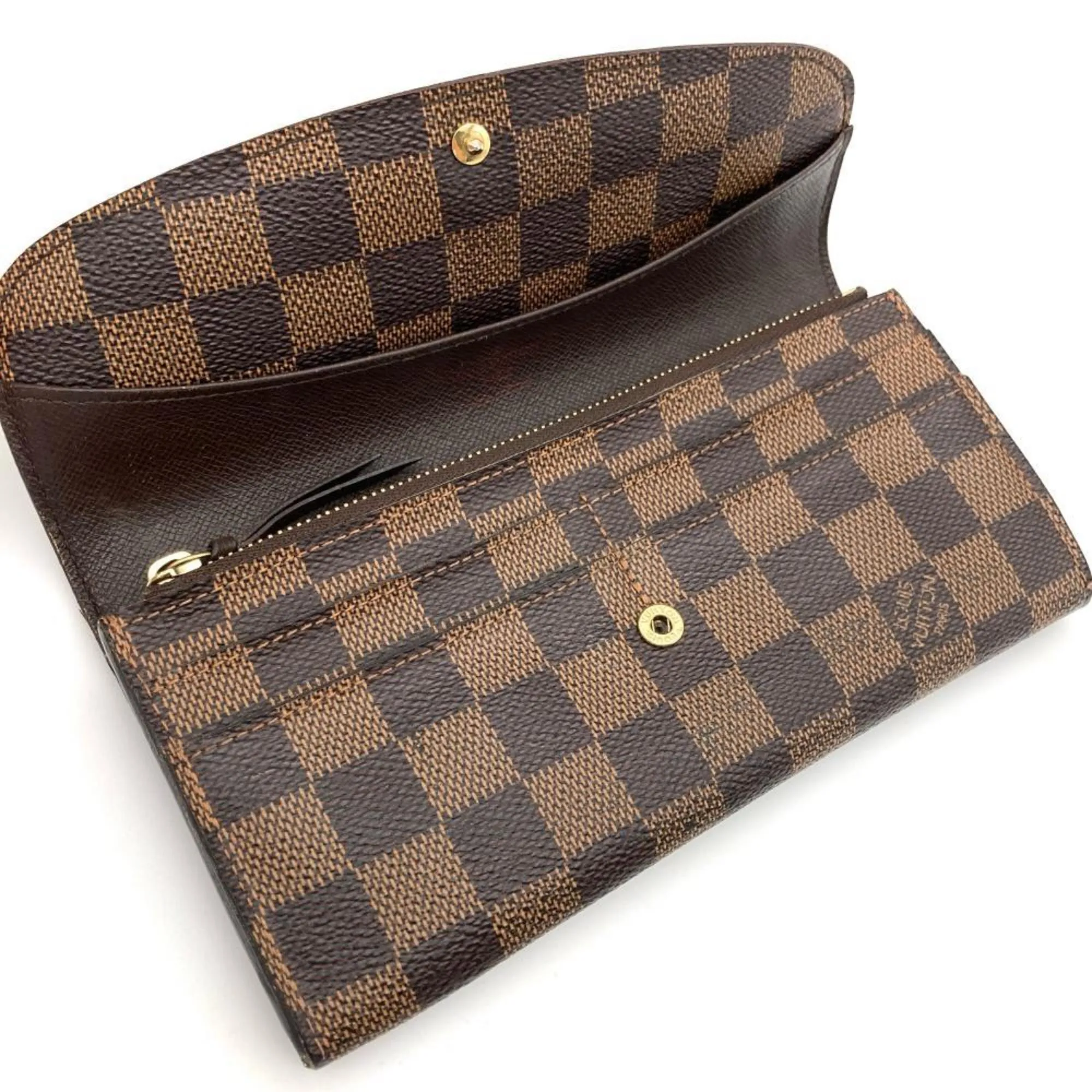 Louis Vuitton Damier Canvas Ebene Damier Canvas Long Wallet (Bi-Fold) (Pre-Owned)