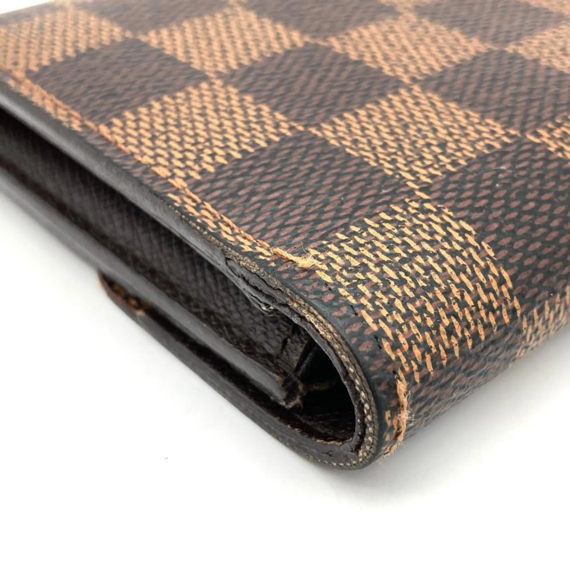 Louis Vuitton Damier Canvas Ebene Damier Canvas Long Wallet (Bi-Fold) (Pre-Owned)