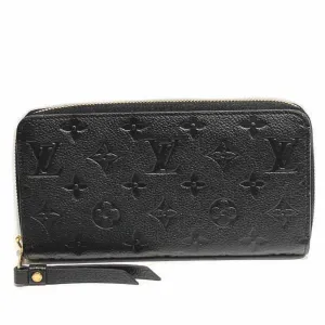 Louis Vuitton Noir Leather Long Wallet (Bi-Fold) (Pre-Owned)