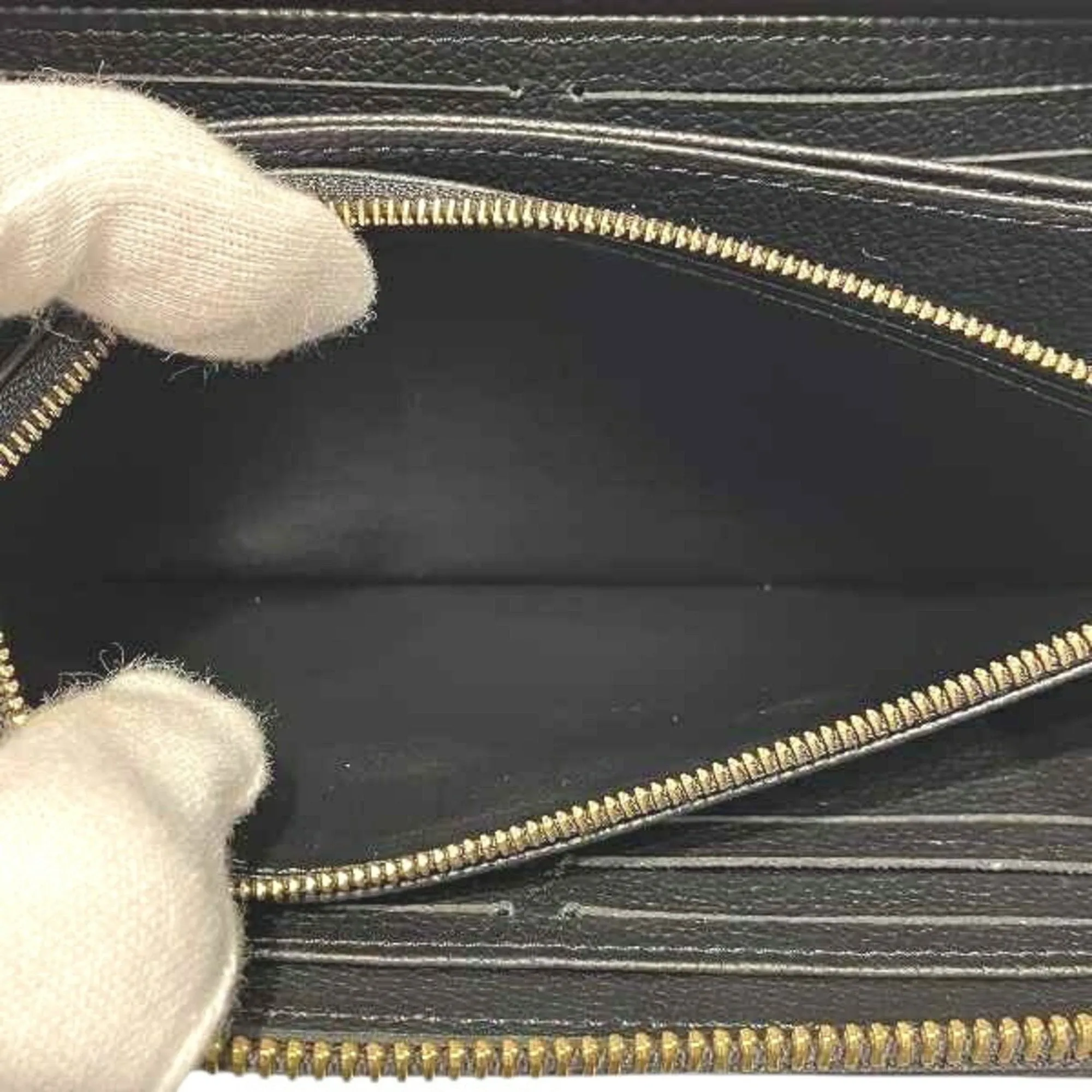 Louis Vuitton Noir Leather Long Wallet (Bi-Fold) (Pre-Owned)