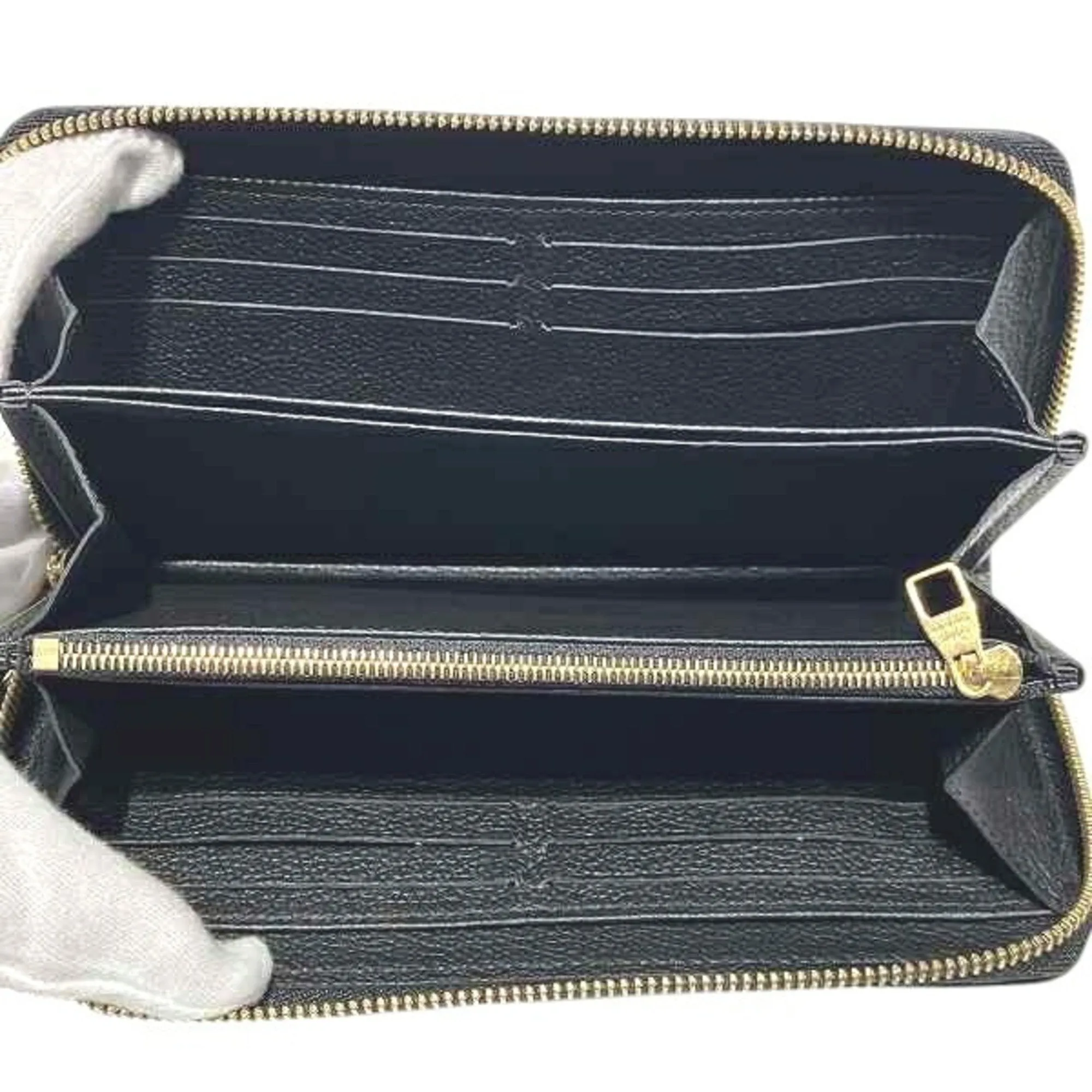 Louis Vuitton Noir Leather Long Wallet (Bi-Fold) (Pre-Owned)