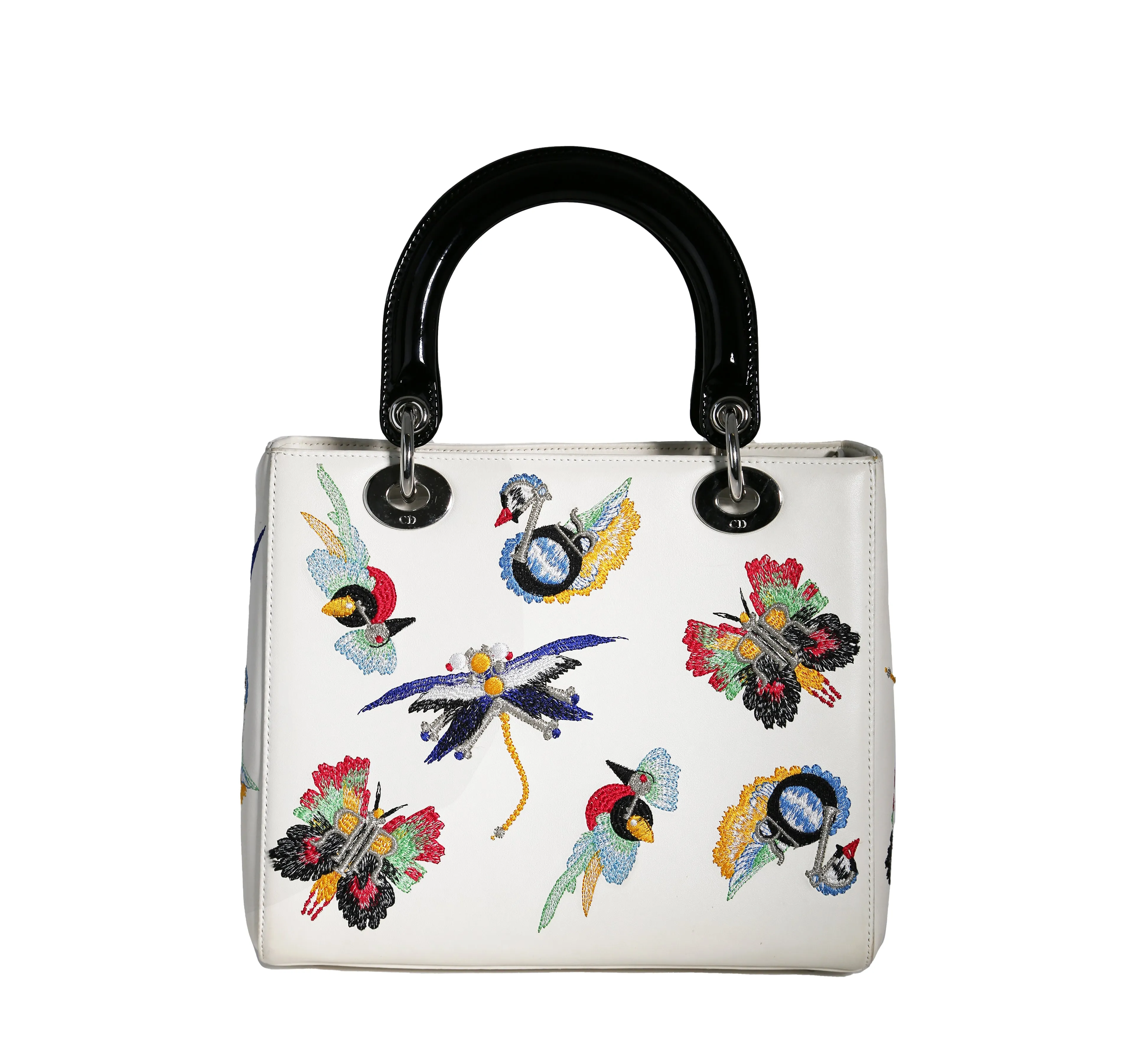 Medium Lady Dior Smooth Calfskin Animals Embroidery