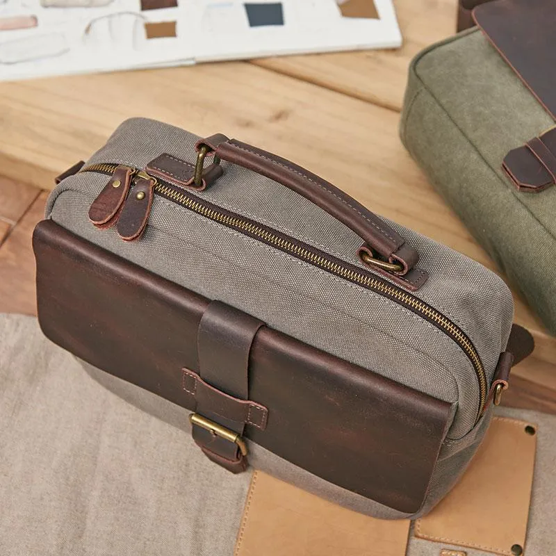 Mens Canvas Gray Cool Messenger Bag Side Bag Canvas Handbag for Men