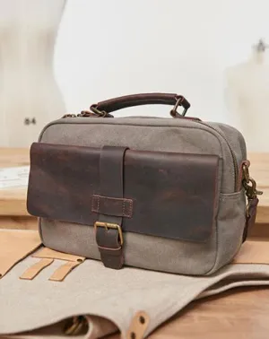 Mens Canvas Gray Cool Messenger Bag Side Bag Canvas Handbag for Men