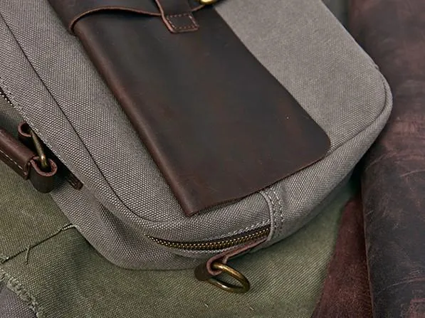 Mens Canvas Gray Cool Messenger Bag Side Bag Canvas Handbag for Men