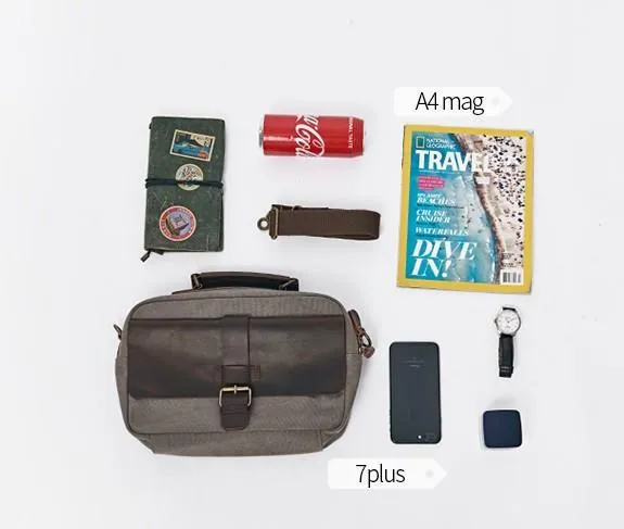 Mens Canvas Gray Cool Messenger Bag Side Bag Canvas Handbag for Men