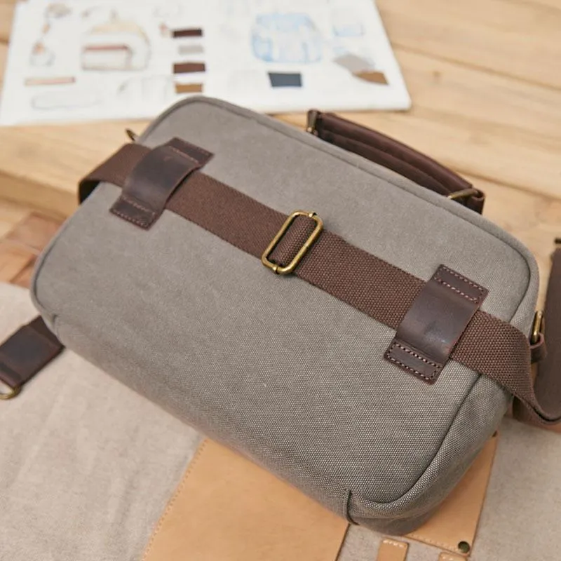 Mens Canvas Gray Cool Messenger Bag Side Bag Canvas Handbag for Men