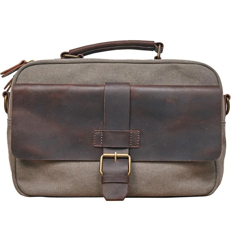 Mens Canvas Gray Cool Messenger Bag Side Bag Canvas Handbag for Men