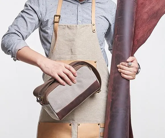 Mens Canvas Leather Gray Cool Messenger Bag Side Bag for Men