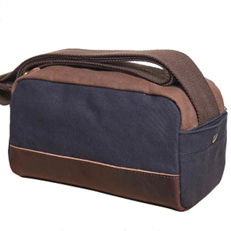 Mens Canvas Leather Gray Cool Messenger Bag Side Bag for Men