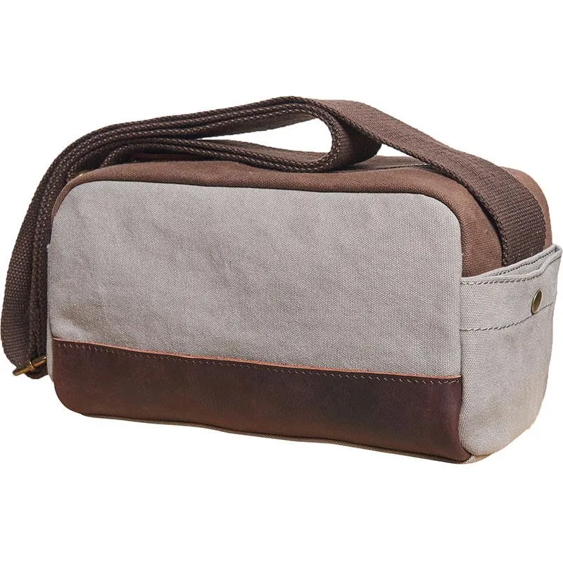 Mens Canvas Leather Gray Cool Messenger Bag Side Bag for Men