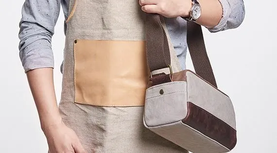 Mens Canvas Leather Gray Cool Messenger Bag Side Bag for Men