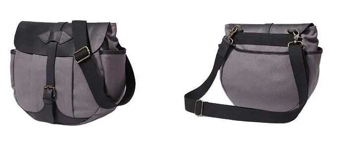 Mens Canvas Leather Saddle Side Bag Messenger Bag Canvas Shoulder Bag for Men