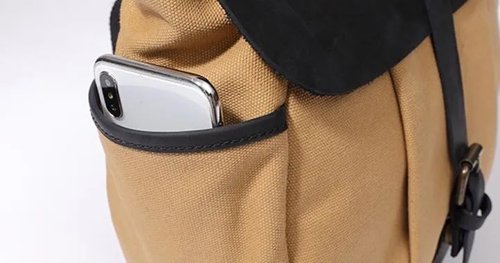 Mens Canvas Leather Saddle Side Bag Messenger Bag Canvas Shoulder Bag for Men