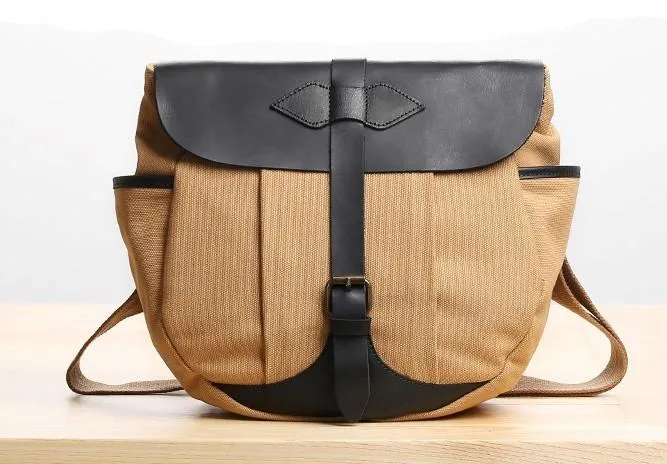 Mens Canvas Leather Saddle Side Bag Messenger Bag Canvas Shoulder Bag for Men