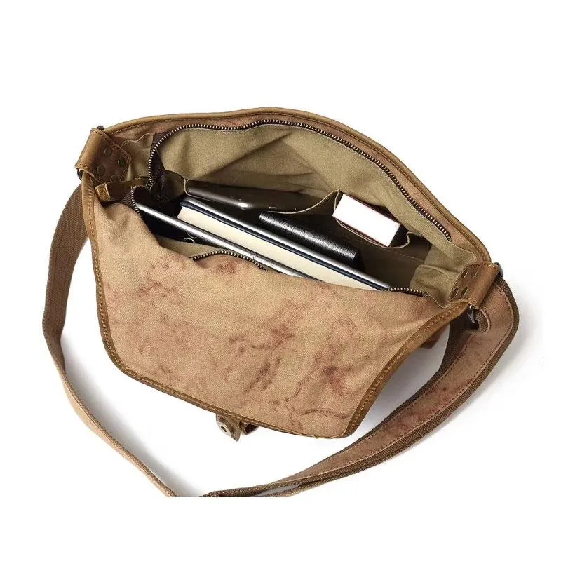 Mens Canvas Rustic Side Bag Messenger Bag Camera Courier Bag Shoulder Bag for Men