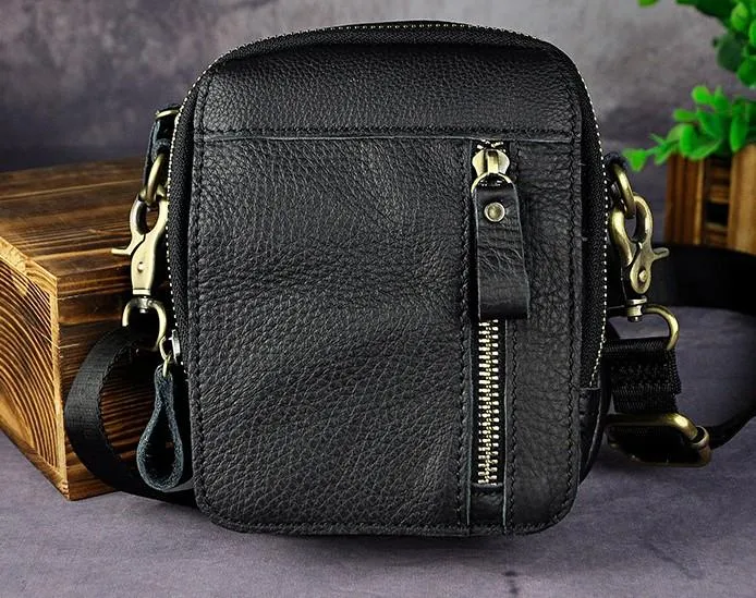 Mens Leather Small Belt Pouch Side Bag Holster Belt Case Waist Pouch for Men