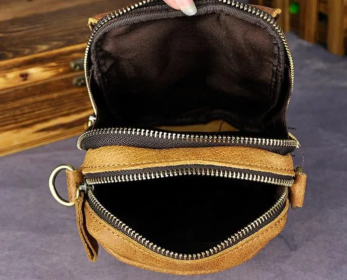 Mens Leather Small Belt Pouch Side Bag Holster Belt Case Waist Pouch for Men