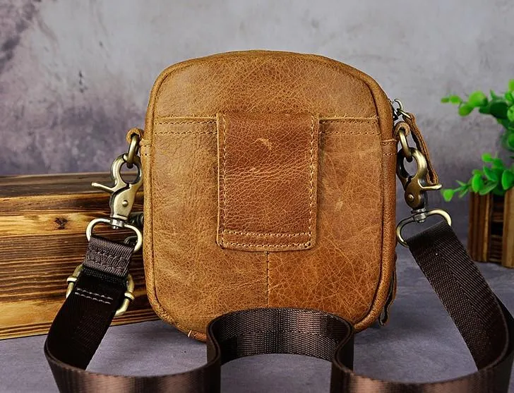 Mens Leather Small Belt Pouch Side Bag Holster Belt Case Waist Pouch for Men