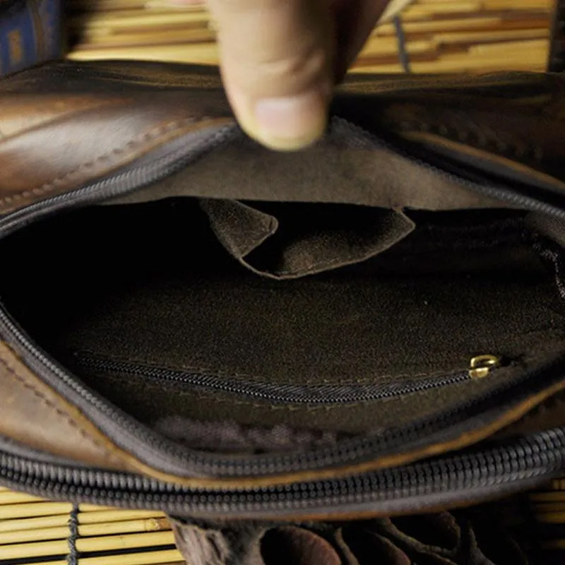Mens Leather Small Belt Pouch Side Bags Waist Pouches COURIER BAG Holster Belt Case for Men