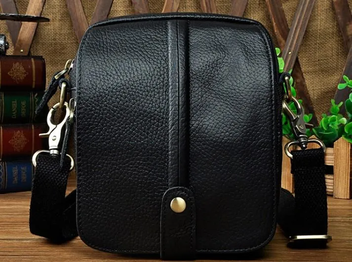 Mens Leather Small Belt Pouch Side Bags Waist Pouches COURIER BAG Holster Belt Case for Men