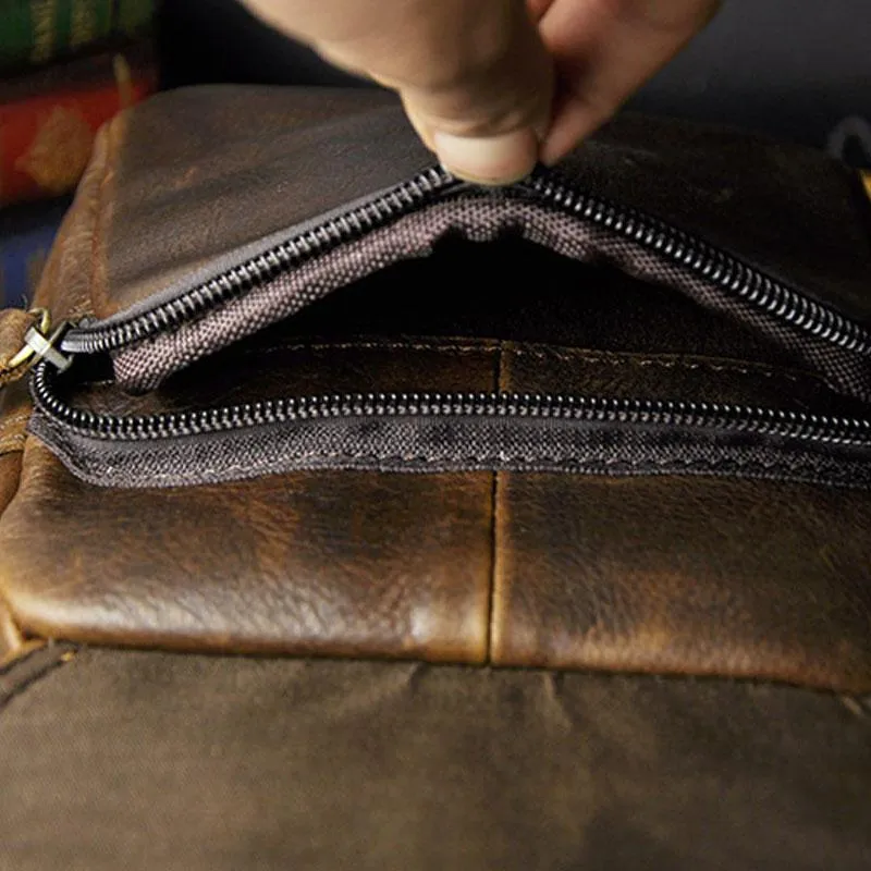 Mens Leather Small Belt Pouch Side Bags Waist Pouches COURIER BAG Holster Belt Case for Men