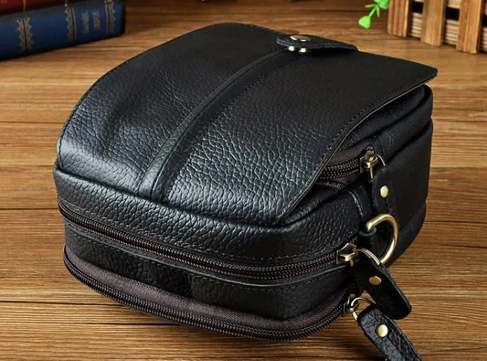 Mens Leather Small Belt Pouch Side Bags Waist Pouches COURIER BAG Holster Belt Case for Men