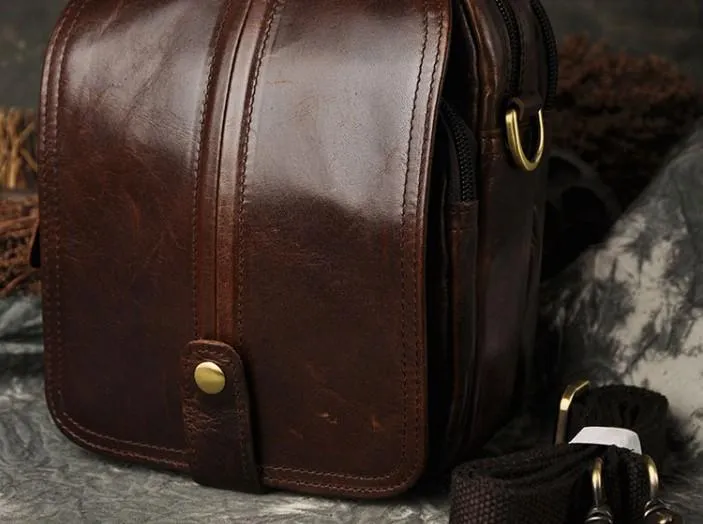 Mens Leather Small Belt Pouch Side Bags Waist Pouches COURIER BAG Holster Belt Case for Men