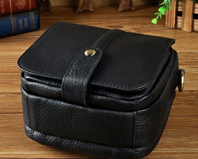 Mens Leather Small Belt Pouch Side Bags Waist Pouches COURIER BAG Holster Belt Case for Men