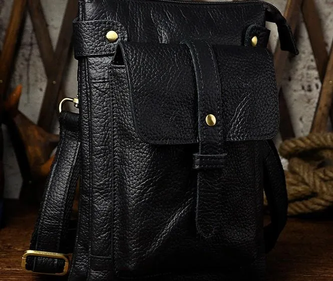 Mens Leather Small COURIER BAG Side Bag Waist Bag Holster Belt Case Belt Pouch for Men