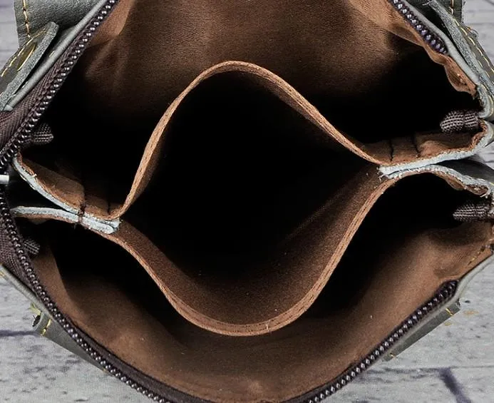 Mens Leather Small COURIER BAG Side Bag Waist Bag Holster Belt Case Belt Pouch for Men