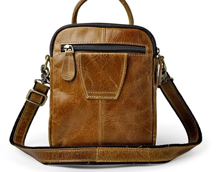 Mens Leather Small Side Bag COURIER BAG Waist Bag Holster Belt Case Belt Pouch for Men